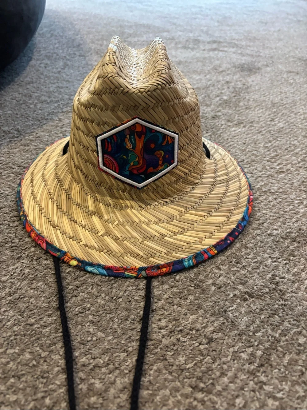 Kids Straw Sun Hat with Colorful Trim